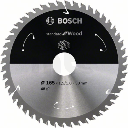 BOSCH Pilový kotouč Standard for Wood pro akumulátorové pily 165 × 1,5/1 × 30 T48 2608837689