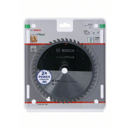 BOSCH Pilový kotouč Standard for Wood pro akumulátorové pily 184 × 1,6/1,1 × 16 T48 2608837699