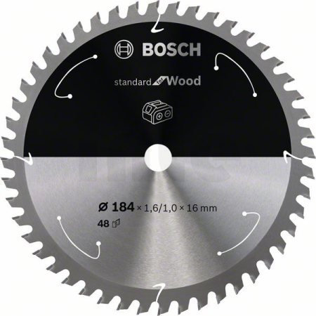 BOSCH Pilový kotouč Standard for Wood pro akumulátorové pily 184 × 1,6/1 × 16 T48 2608837701