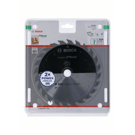 BOSCH Pilový kotouč Standard for Wood pro akumulátorové pily 184 × 1,6/1,1 × 20 T24 2608837702