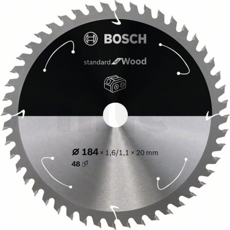 BOSCH Pilový kotouč Standard for Wood pro akumulátorové pily 184 × 1,6/1,1 × 20 T48 2608837703