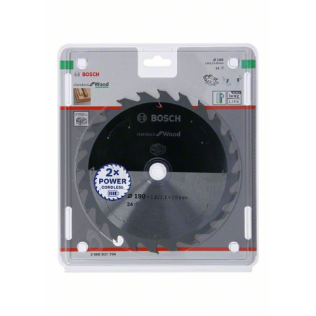BOSCH Pilový kotouč Standard for Wood pro akumulátorové pily 190 × 1,6/1,1 × 20 T24 2608837704
