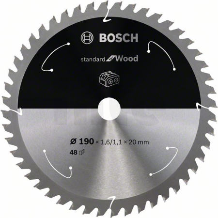 BOSCH Pilový kotouč Standard for Wood pro akumulátorové pily 190 × 1,6/1,1 × 20 T48 2608837705