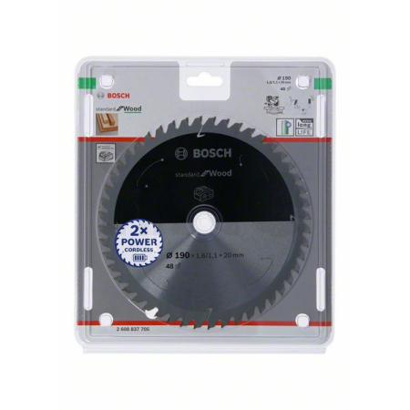 BOSCH Pilový kotouč Standard for Wood pro akumulátorové pily 190 × 1,6/1,1 × 20 T48 2608837705