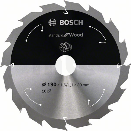 BOSCH Pilový kotouč Standard for Wood pro akumulátorové pily 190 × 1,6/1,1 × 30 T16 2608837706