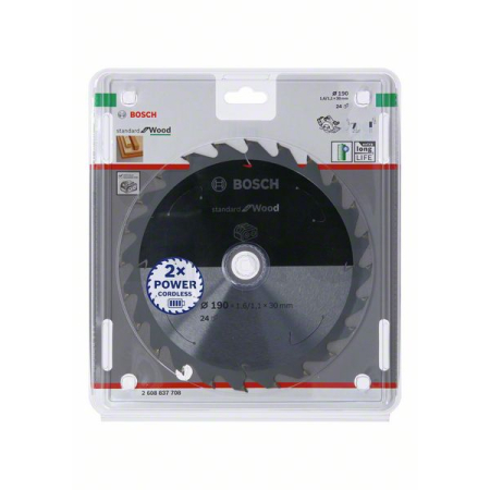 BOSCH Pilový kotouč Standard for Wood pro akumulátorové pily 190 × 1,6/1,1 × 30 T24 2608837708
