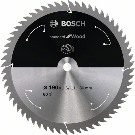 BOSCH Pilový kotouč Standard for Wood pro akumulátorové pily 190 × 1,6/1,1 × 30 T60 2608837711