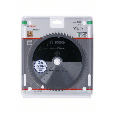 BOSCH Pilový kotouč Standard for Wood pro akumulátorové pily 190 × 1,6/1,1 × 30 T60 2608837711