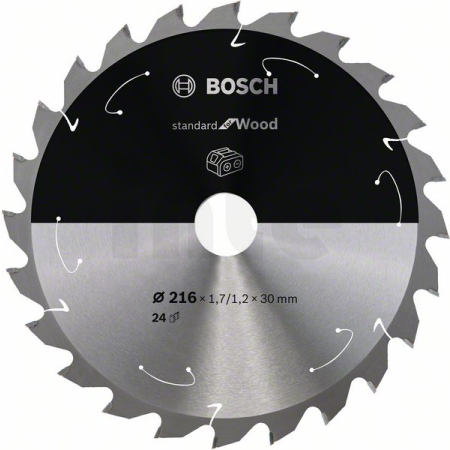 BOSCH Pilový kotouč Standard for Wood pro akumulátorové pily 216×1,7/1,2×30 T24 2608837721