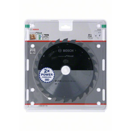 BOSCH Pilový kotouč Standard for Wood pro akumulátorové pily 216×1,7/1,2×30 T24 2608837721