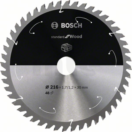 BOSCH Pilový kotouč Standard for Wood pro akumulátorové pily 216×1,7/1,2×30 T48 2608837723