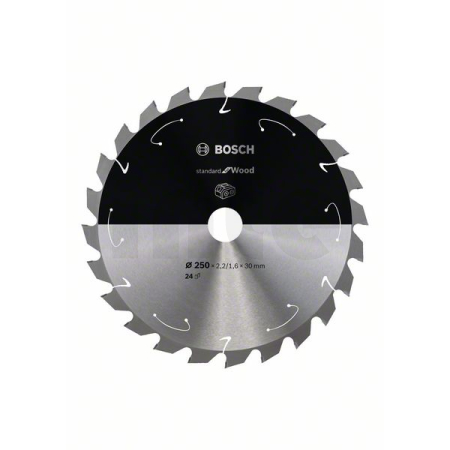 BOSCH Pilový kotouč Standard for Wood pro akumulátorové pily 250 × 2,2/1,6 × 30 T24 2608837727