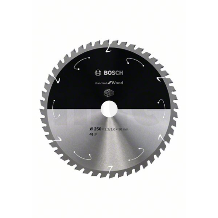 BOSCH Pilový kotouč Standard for Wood pro akumulátorové pily 250 × 2,2/1,6 × 30 T48 2608837728