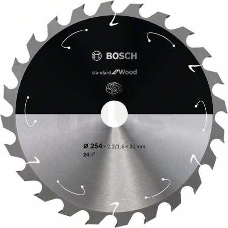 BOSCH Pilový kotouč Standard for Wood pro akumulátorové pily 254 × 2,2/1,6 × 30 T24 2608837733