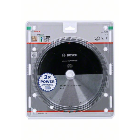 BOSCH Pilový kotouč Standard for Wood pro akumulátorové pily 254 × 2,2/1,6 × 30 T40 2608837734
