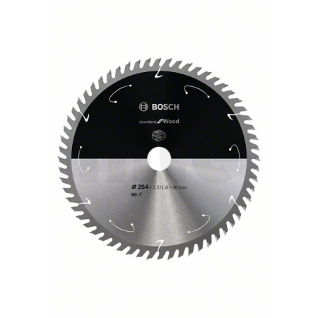 BOSCH Pilový kotouč Standard for Wood pro akumulátorové pily 254 × 2,2/1,6 × 30 T60 2608837736