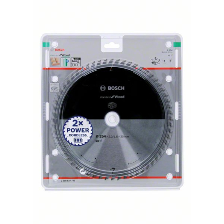 BOSCH Pilový kotouč Standard for Wood pro akumulátorové pily 254 × 2,2/1,6 × 30 T60 2608837736