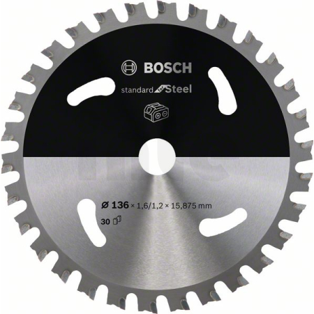 BOSCH Pilový kotouč Standard for Steel pro akumulátorové pily 136×1,6/1,2×15,875 T30 2608837745