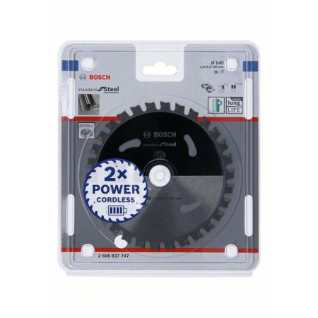 BOSCH Pilový kotouč Standard for Steel pro akumulátorové pily 140×1,6/1,2×20 T30 2608837747