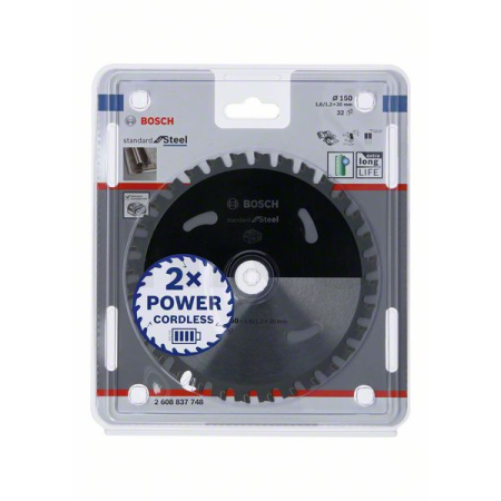 BOSCH Pilový kotouč Standard for Steel pro akumulátorové pily 150×1,6/1,2×20 T32 2608837748