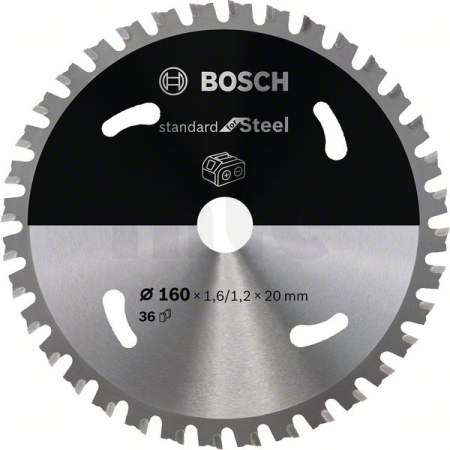 BOSCH Pilový kotouč Standard for Steel pro akumulátorové pily 160×1,6/1,2×20 T36 2608837749