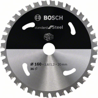 BOSCH Pilový kotouč Standard for Steel pro akumulátorové pily 160×1,6/1,2×20 T36 2608837749