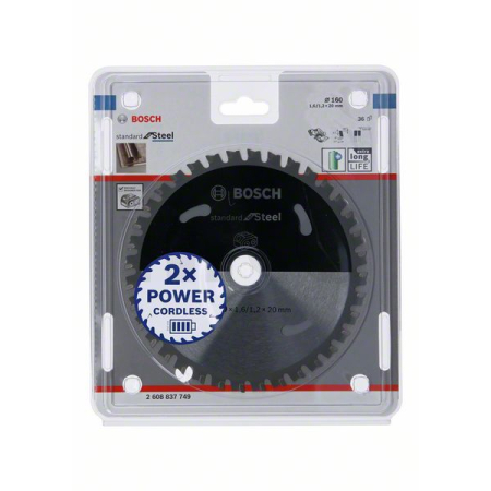 BOSCH Pilový kotouč Standard for Steel pro akumulátorové pily 160×1,6/1,2×20 T36 2608837749