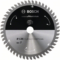 BOSCH Pilový kotouč Standard for Aluminium pro akumulátorové pily 136 × 1,6/1,1 × 15,875 T50 2608837753