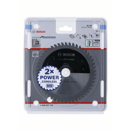 BOSCH Pilový kotouč Standard for Aluminium pro akumulátorové pily 140 × 1,6/1,1 × 20 T50 2608837755