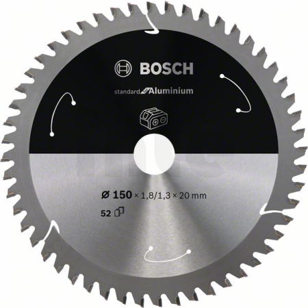 BOSCH Pilový kotouč Standard for Aluminium pro akumulátorové pily 150 × 1,8/1,3 × 20 T52 2608837756