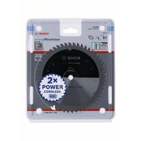 BOSCH Pilový kotouč Standard for Aluminium pro akumulátorové pily 150 × 1,8/1,3 × 10 T52 2608837762