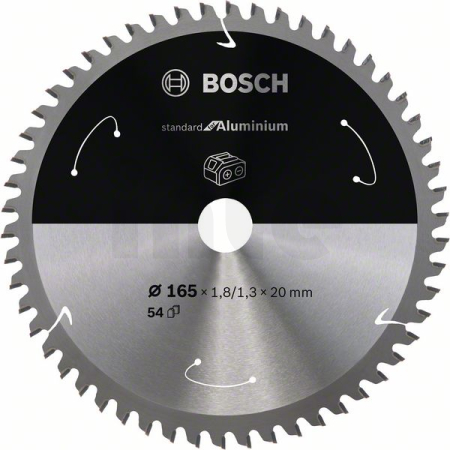 BOSCH Pilový kotouč Standard for Aluminium pro akumulátorové pily 165 × 1,8/1,3 × 20 T54 2608837763