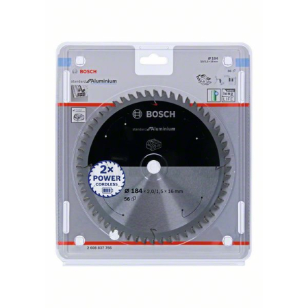 BOSCH Pilový kotouč Standard for Aluminium pro akumulátorové pily 184 × 2/1,5 × 16 T56 2608837766