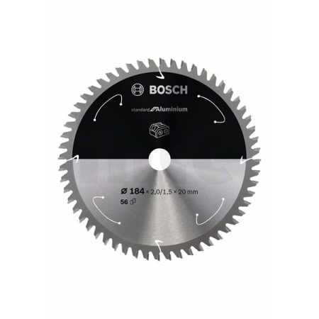 BOSCH Pilový kotouč Standard for Aluminium pro akumulátorové pily 184 × 2/1,5 × 20 T56 2608837768