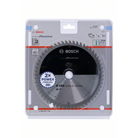 BOSCH Pilový kotouč Standard for Aluminium pro akumulátorové pily 184 × 2/1,5 × 20 T56 2608837768