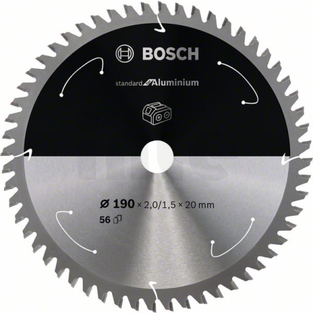 BOSCH Pilový kotouč Standard for Aluminium pro akumulátorové pily 190 × 2/1,5 × 20 T56 2608837769