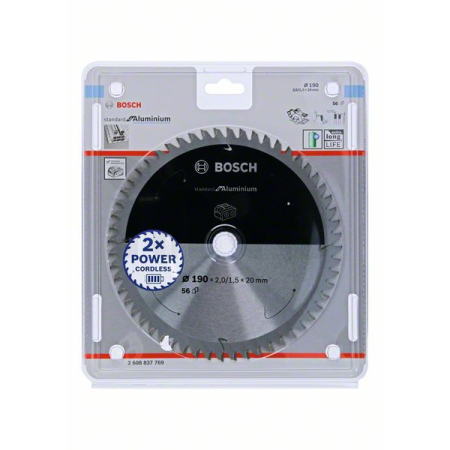 BOSCH Pilový kotouč Standard for Aluminium pro akumulátorové pily 190 × 2/1,5 × 20 T56 2608837769