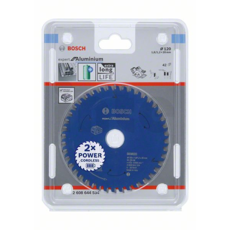 BOSCH Pilový kotouč Expert for Aluminium pro akumulátorové pily 120×1,8/1,2×20 T42 2608644534