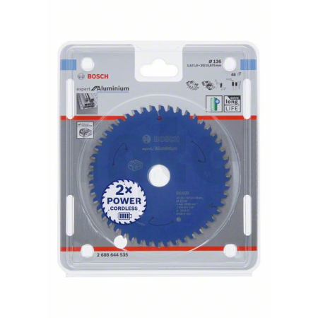 BOSCH Pilový kotouč Expert for Aluminium pro akumulátorové pily 136×1,6/1×20 T48 2608644535