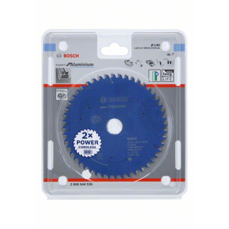 BOSCH Pilový kotouč Expert for Aluminium pro akumulátorové pily 140×1,8/1,3×20 T48 2608644536