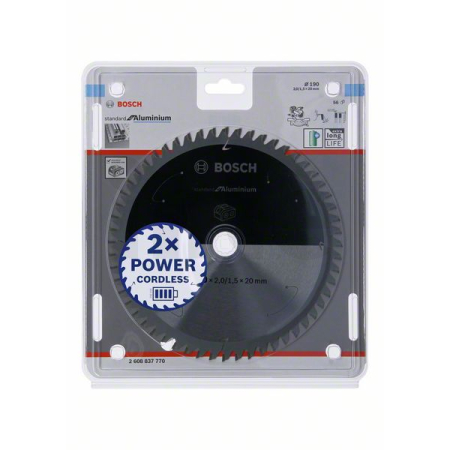 BOSCH Pilový kotouč Standard for Aluminium pro akumulátorové pily 190 × 2/1,5 × 20 T56 2608837770