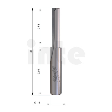 MILWAUKEE Rovná fréza, stopka 8 mm, 2C 6/60 mm – 1 ks 4932500880