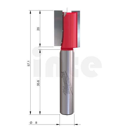 MILWAUKEE Rovná fréza, stopka 8 mm, 2C 15/57,2 mm – 1 ks 4932500890