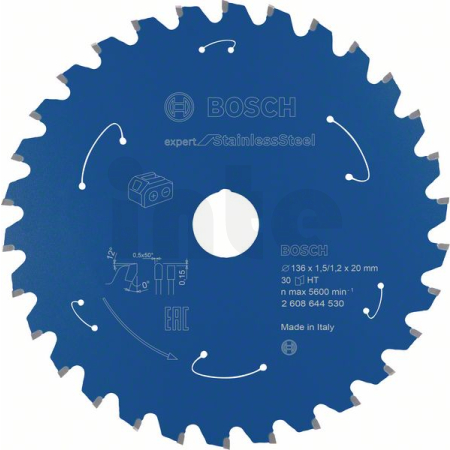 BOSCH Pilový kotouč Expert for Stainless Steel pro akumulátorové pily 136×1,5/1,2×20 T30 2608644530