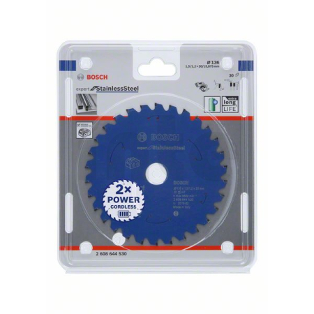 BOSCH Pilový kotouč Expert for Stainless Steel pro akumulátorové pily 136×1,5/1,2×20 T30 2608644530