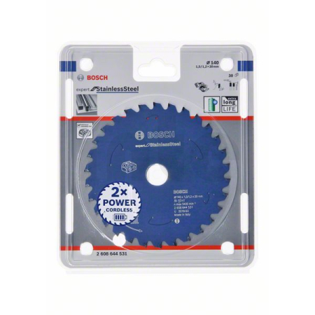 BOSCH Pilový kotouč Expert for Stainless Steel pro akumulátorové pily 140×1,5/1,2×20 T30 2608644531