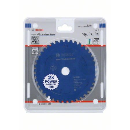 BOSCH Pilový kotouč Expert for Stainless Steel pro akumulátorové pily 160×1,6/1,3×20 T40 2608644533
