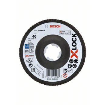 BOSCH Lamelové brusné kotouče Best for Metal systému X-LOCK, šikmá verze, fíbrová deska, Ø 125 mm, G 40, X571, 1 kus 2608619201