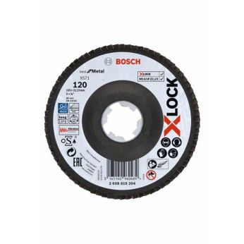 BOSCH Lamelové brusné kotouče Best for Metal systému X-LOCK, šikmá verze, fíbrová deska, Ø 125 mm, G 120, X571, 1 kus 2608619204