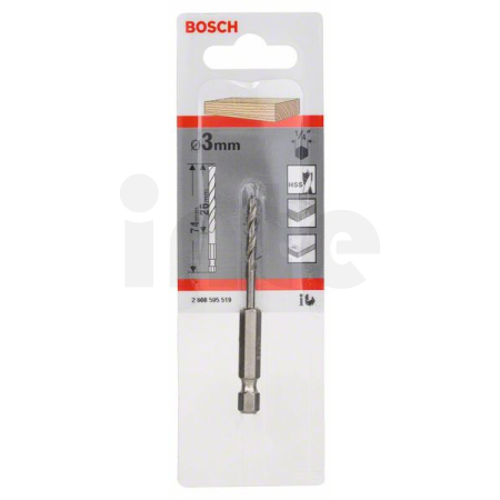 BOSCH Spirálový vrták do dřeva s šestihrannou stopkou 1/4" 2608595519